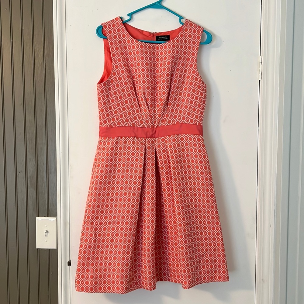 Tahari Arthur Levine, size 8 coral dress. Like new!